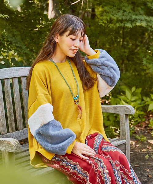 チャイハネ（チャイハネ）の「【チャイハネ】ミゼナファースリーブトップス（その他トップス・レディース・ブラック/グレー/イエロー・FREE）」の21枚目の写真