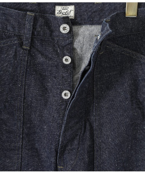 GOLD（ゴールド）の「東洋エンタープライズ GOLD / ゴールド：RECYCLED WASTE SUVIN COTTON YARN 11oz. DENIM ARMY TROUSERS：22B-GL42332[MUS]（デニムパンツ・メンズ・ネイビー・M）」の10枚目の写真