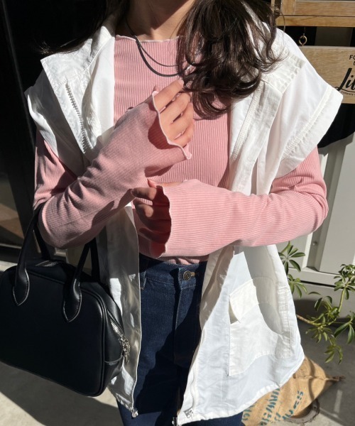 nemne store(ネンネストア)の「【低身長用サイズあり】指空きアソートリブロンT(Tシャツ/カットソー・レディース・マスタード/ピンク/アイボリー/ブラック/ブルー・SMALL/MEDIUM)」の5枚目の写真