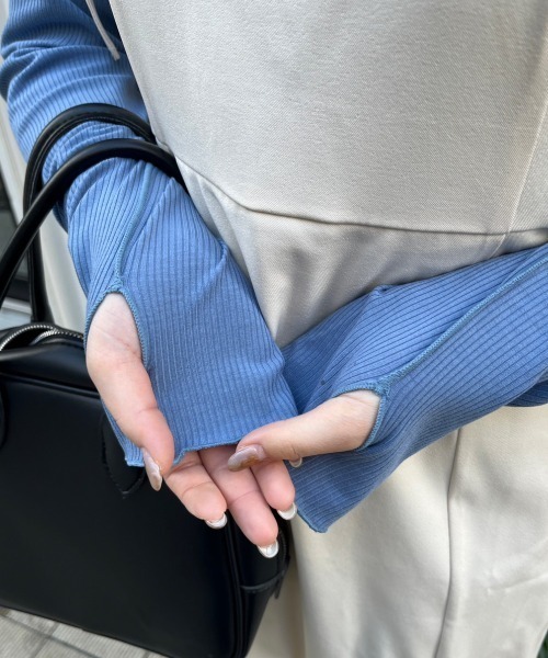 nemne store(ネンネストア)の「【低身長用サイズあり】指空きアソートリブロンT(Tシャツ/カットソー・レディース・マスタード/ピンク/アイボリー/ブラック/ブルー・SMALL/MEDIUM)」の21枚目の写真