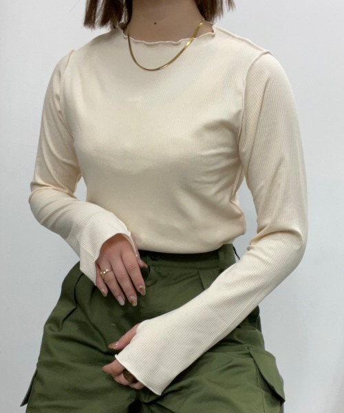 nemne store(ネンネストア)の「【低身長用サイズあり】指空きアソートリブロンT(Tシャツ/カットソー・レディース・マスタード/ピンク/アイボリー/ブラック/ブルー・SMALL/MEDIUM)」の9枚目の写真