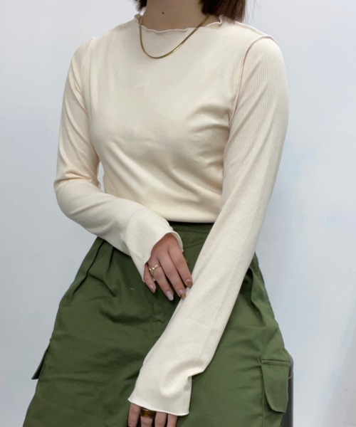 nemne store(ネンネストア)の「【低身長用サイズあり】指空きアソートリブロンT(Tシャツ/カットソー・レディース・マスタード/ピンク/アイボリー/ブラック/ブルー・SMALL/MEDIUM)」の10枚目の写真