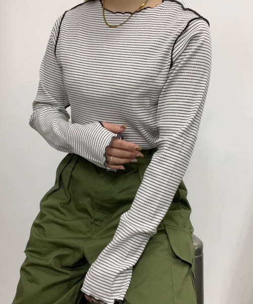 nemne store(ネンネストア)の「【低身長用サイズあり】指空きアソートリブロンT(Tシャツ/カットソー・レディース・マスタード/ピンク/アイボリー/ブラック/ブルー・SMALL/MEDIUM)」の16枚目の写真