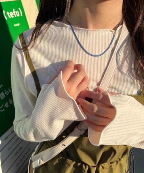 nemne store(ネンネストア)の「【低身長用サイズあり】指空きアソートリブロンT(Tシャツ/カットソー・レディース・マスタード/ピンク/アイボリー/ブラック/ブルー・SMALL/MEDIUM)」の6枚目の写真