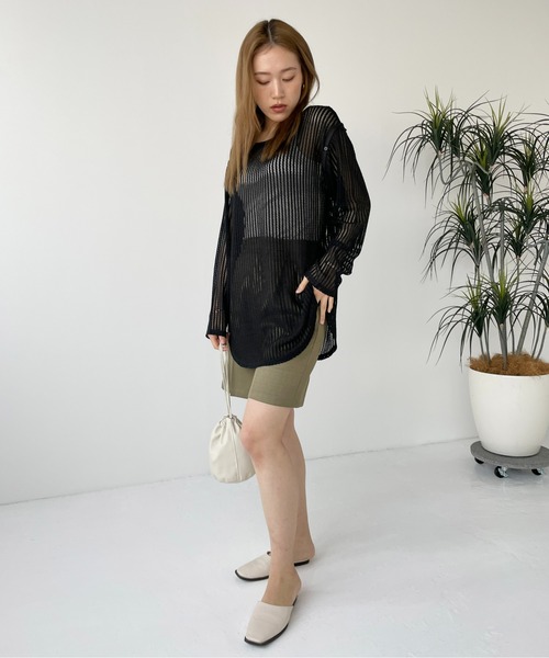 Meli rich（メリーリッチ）の「【袖取り外し可能】メッシュプルオーバー（ニット/セーター・レディース・ブラック/カーキ/ライトベージュ・MEDIUM）」の15枚目の写真