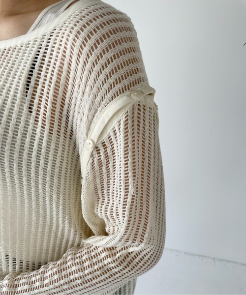 Meli rich（メリーリッチ）の「【袖取り外し可能】メッシュプルオーバー（ニット/セーター・レディース・ブラック/カーキ/ライトベージュ・MEDIUM）」の18枚目の写真