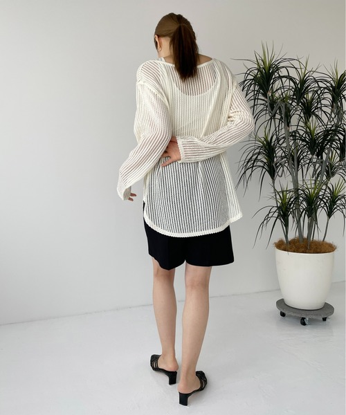 Meli rich（メリーリッチ）の「【袖取り外し可能】メッシュプルオーバー（ニット/セーター・レディース・ブラック/カーキ/ライトベージュ・MEDIUM）」の22枚目の写真