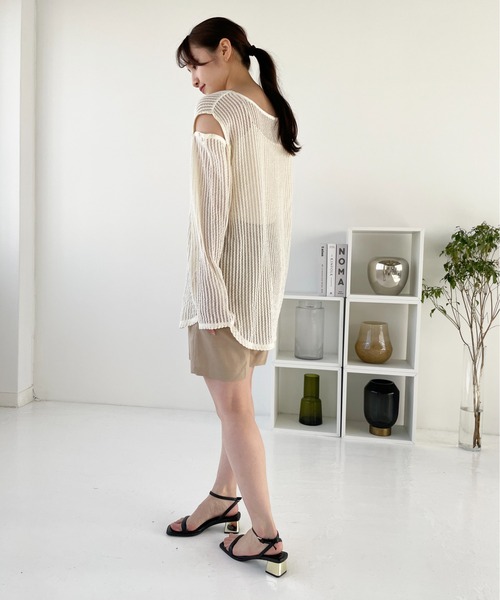 Meli rich（メリーリッチ）の「【袖取り外し可能】メッシュプルオーバー（ニット/セーター・レディース・ブラック/カーキ/ライトベージュ・MEDIUM）」の9枚目の写真