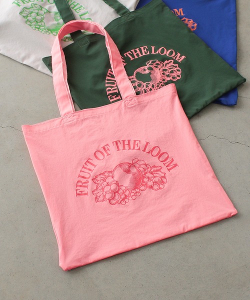 FRUIT OF THE LOOM（フルーツオブザルーム）の「RETRO LOGO TOTE BAG（トートバッグ・メンズ・グレー/ブルー/イエロー/ピンク/グリーン・FREE）」の5枚目の写真