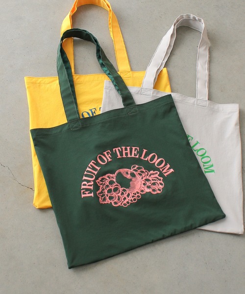 FRUIT OF THE LOOM（フルーツオブザルーム）の「RETRO LOGO TOTE BAG（トートバッグ・メンズ・グレー/ブルー/イエロー/ピンク/グリーン・FREE）」の3枚目の写真