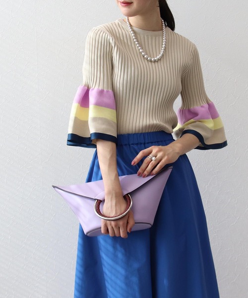 Three Four Time（ｽﾘｰﾌｫｰﾀｲﾑ）の「【cache cache / カシュカシュ】変形PUクラッチバッグ（クラッチバッグ・レディース・ブラック/ラベンダー・FREE）」の18枚目の写真