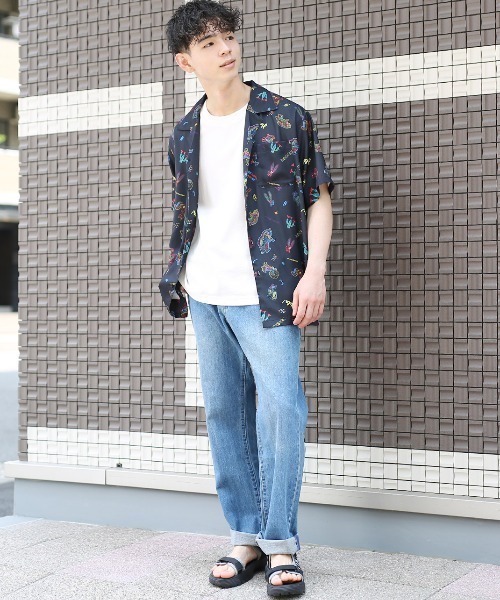 【希少の海外輸入品】77circaのアロハ　ブラウス SizeMAX】Kansai 接触冷感 リーフ柄プリントアロハシャツ【AOKI