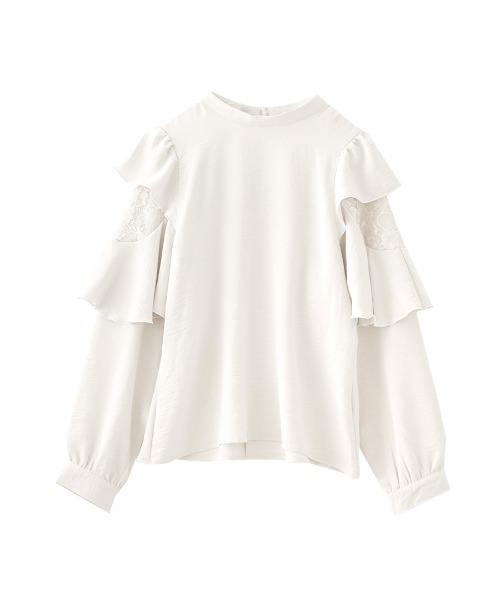 e-zakkamania stores（イーザッカマニアストアーズ）の「フリルスリーブ スタンドカラーブラウス（シャツ/ブラウス・レディース・ベージュ/オフホワイト・M）」の7枚目の写真