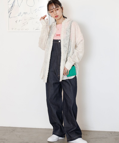 GeeRA(ジーラ)の「フリンジジャカードシアーシャツ(シャツ/ブラウス・レディース・ネイビー/オフホワイト・LARGE/MEDIUM)」の4枚目の写真