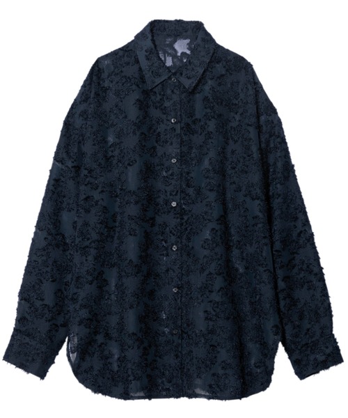 GeeRA(ジーラ)の「フリンジジャカードシアーシャツ(シャツ/ブラウス・レディース・ネイビー/オフホワイト・LARGE/MEDIUM)」の14枚目の写真