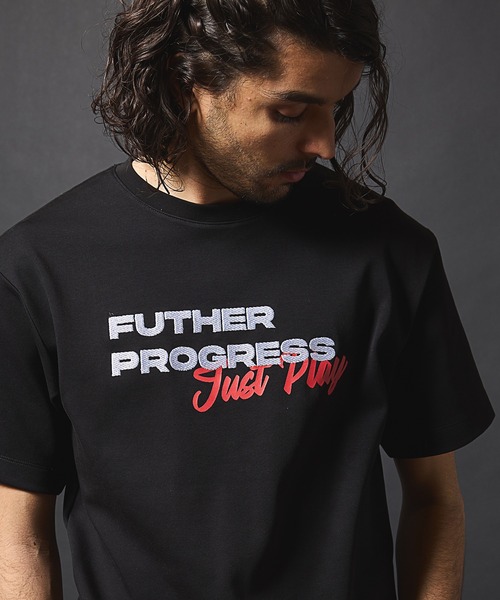 RATTLE TRAP(ラトルトラップ)の「【JUST PLAY】ストレッチスムースグラデーション刺繍Tシャツ(Tシャツ/カットソー・メンズ・ホワイト/ブラック・LL/L/M)」の7枚目の写真