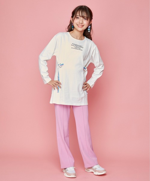 JENNI love（ジェニィラブ）の「グラデーションテープロング丈ロンT（Tシャツ/カットソー・キッズ・ブラック/ミント/オフホワイト・150cm/160cm/130cm/140cm）」の4枚目の写真