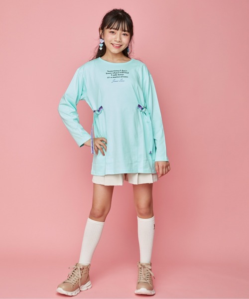 JENNI love（ジェニィラブ）の「グラデーションテープロング丈ロンT（Tシャツ/カットソー・キッズ・ブラック/ミント/オフホワイト・150cm/160cm/130cm/140cm）」の9枚目の写真