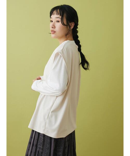CRAFT STANDARD BOUTIQUE(クラフトスタンダードブティック)の「ミニワッフルVネックベスト+L/S プルオーバーSET(Tシャツ/カットソー・レディース・ブラック/アイボリー/グリーン・L/M)」の9枚目の写真