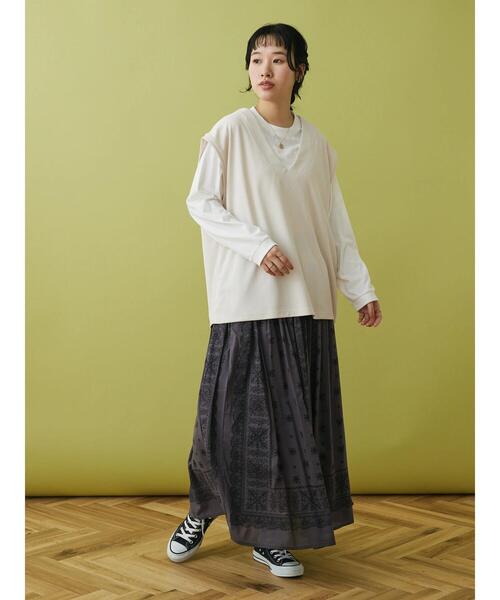 CRAFT STANDARD BOUTIQUE(クラフトスタンダードブティック)の「ミニワッフルVネックベスト+L/S プルオーバーSET(Tシャツ/カットソー・レディース・ブラック/アイボリー/グリーン・L/M)」の11枚目の写真