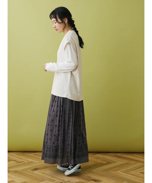 CRAFT STANDARD BOUTIQUE(クラフトスタンダードブティック)の「ミニワッフルVネックベスト+L/S プルオーバーSET(Tシャツ/カットソー・レディース・ブラック/アイボリー/グリーン・L/M)」の12枚目の写真