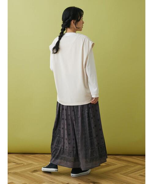 CRAFT STANDARD BOUTIQUE(クラフトスタンダードブティック)の「ミニワッフルVネックベスト+L/S プルオーバーSET(Tシャツ/カットソー・レディース・ブラック/アイボリー/グリーン・L/M)」の13枚目の写真