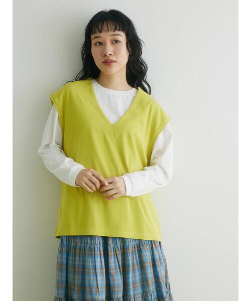 CRAFT STANDARD BOUTIQUE(クラフトスタンダードブティック)の「ミニワッフルVネックベスト+L/S プルオーバーSET(Tシャツ/カットソー・レディース・ブラック/アイボリー/グリーン・L/M)」の16枚目の写真