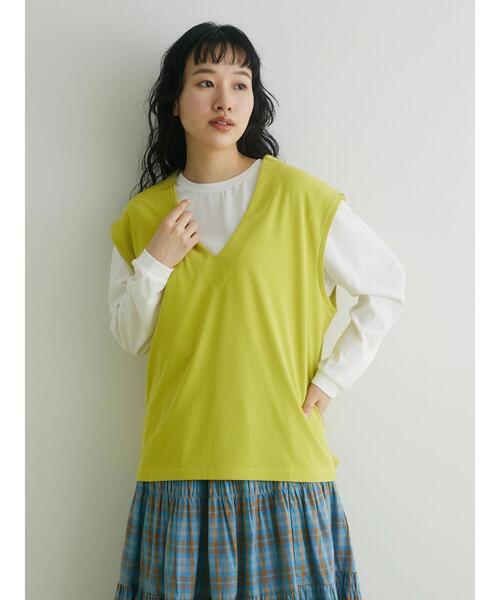 CRAFT STANDARD BOUTIQUE(クラフトスタンダードブティック)の「ミニワッフルVネックベスト+L/S プルオーバーSET(Tシャツ/カットソー・レディース・ブラック/アイボリー/グリーン・L/M)」の17枚目の写真