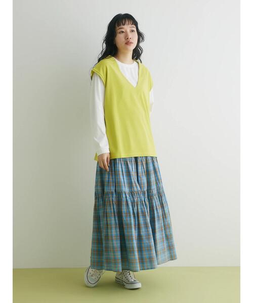 CRAFT STANDARD BOUTIQUE(クラフトスタンダードブティック)の「ミニワッフルVネックベスト+L/S プルオーバーSET(Tシャツ/カットソー・レディース・ブラック/アイボリー/グリーン・L/M)」の19枚目の写真