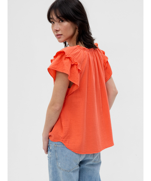 GAP(ギャップ)の「クリンクルガーゼ フリッタースリーブトップス(シャツ/ブラウス・レディース・ブラック/オフホワイト/オレンジ・XS/S/M/L/XXS)」の17枚目の写真