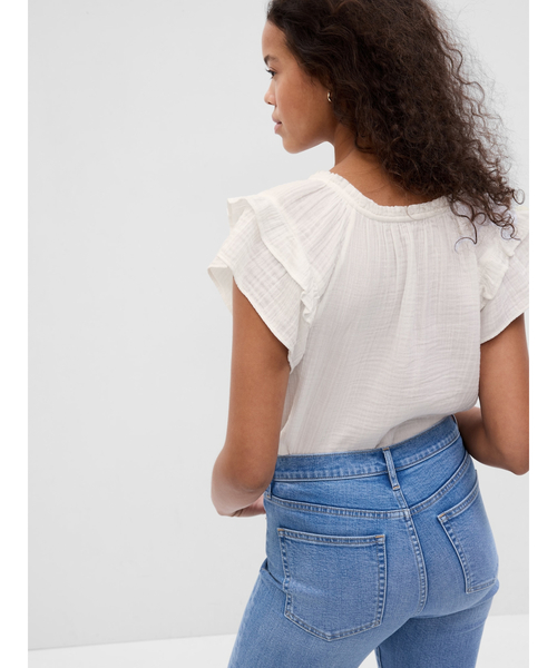 GAP(ギャップ)の「クリンクルガーゼ フリッタースリーブトップス(シャツ/ブラウス・レディース・ブラック/オフホワイト/オレンジ・XS/S/M/L/XXS)」の19枚目の写真