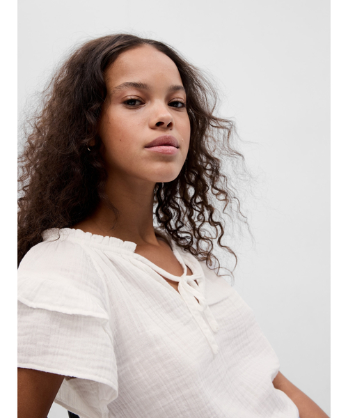 GAP(ギャップ)の「クリンクルガーゼ フリッタースリーブトップス(シャツ/ブラウス・レディース・ブラック/オフホワイト/オレンジ・XS/S/M/L/XXS)」の20枚目の写真