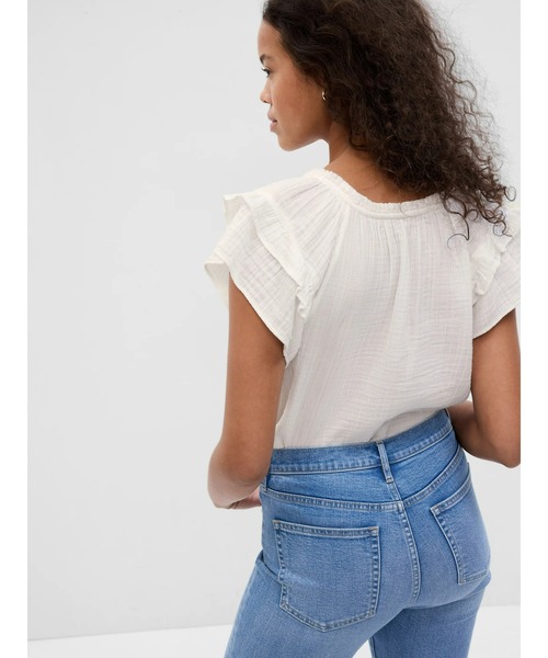 GAP(ギャップ)の「クリンクルガーゼ フリッタースリーブトップス(シャツ/ブラウス・レディース・ブラック/オフホワイト/オレンジ・XS/S/M/L/XXS)」の13枚目の写真