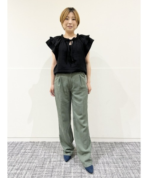 GAP(ギャップ)の「クリンクルガーゼ フリッタースリーブトップス(シャツ/ブラウス・レディース・ブラック/オフホワイト/オレンジ・XS/S/M/L/XXS)」の11枚目の写真
