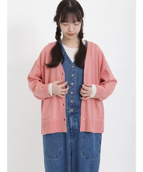 Samansa Mos2（サマンサ モスモス）の「【UVカット】ゆるVネックカーディガン（カーディガン/ボレロ・レディース・ミント/イエロー/キナリ/ピンク/モカ/ネイビー・ﾌﾘ-）」の7枚目の写真