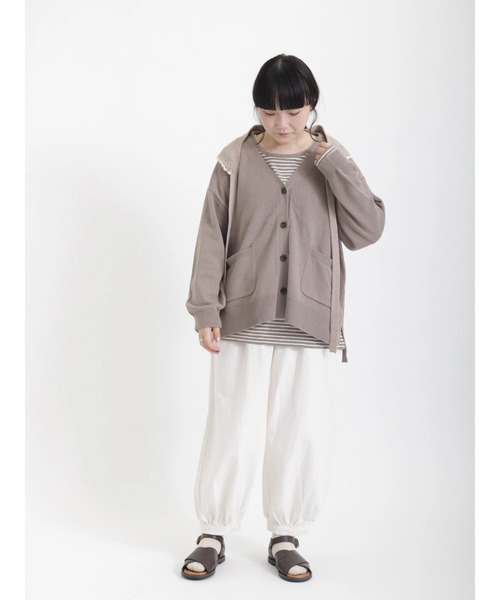 Samansa Mos2（サマンサ モスモス）の「【UVカット】ゆるVネックカーディガン（カーディガン/ボレロ・レディース・ミント/イエロー/キナリ/ピンク/モカ/ネイビー・ﾌﾘ-）」の9枚目の写真