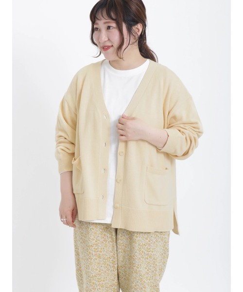 Samansa Mos2（サマンサ モスモス）の「【UVカット】ゆるVネックカーディガン（カーディガン/ボレロ・レディース・ミント/イエロー/キナリ/ピンク/モカ/ネイビー・ﾌﾘ-）」の11枚目の写真