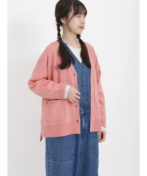 Samansa Mos2（サマンサ モスモス）の「【UVカット】ゆるVネックカーディガン（カーディガン/ボレロ・レディース・ミント/イエロー/キナリ/ピンク/モカ/ネイビー・ﾌﾘ-）」の16枚目の写真