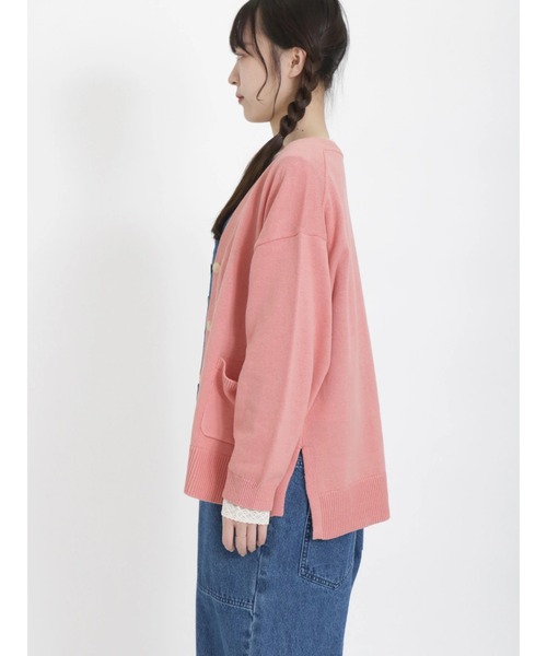 Samansa Mos2（サマンサ モスモス）の「【UVカット】ゆるVネックカーディガン（カーディガン/ボレロ・レディース・ミント/イエロー/キナリ/ピンク/モカ/ネイビー・ﾌﾘ-）」の18枚目の写真