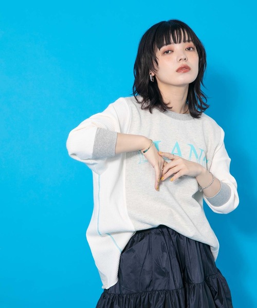 Eimee Law（エイミーロウ）の「裏毛×ワッフル　２WAY大人ロゴトップス（Tシャツ/カットソー・レディース・ライトグレー/オフホワイト・38）」の22枚目の写真