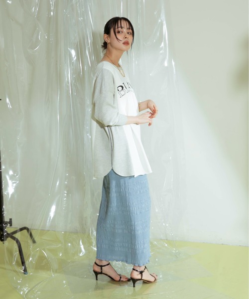 Eimee Law（エイミーロウ）の「裏毛×ワッフル　２WAY大人ロゴトップス（Tシャツ/カットソー・レディース・ライトグレー/オフホワイト・38）」の9枚目の写真