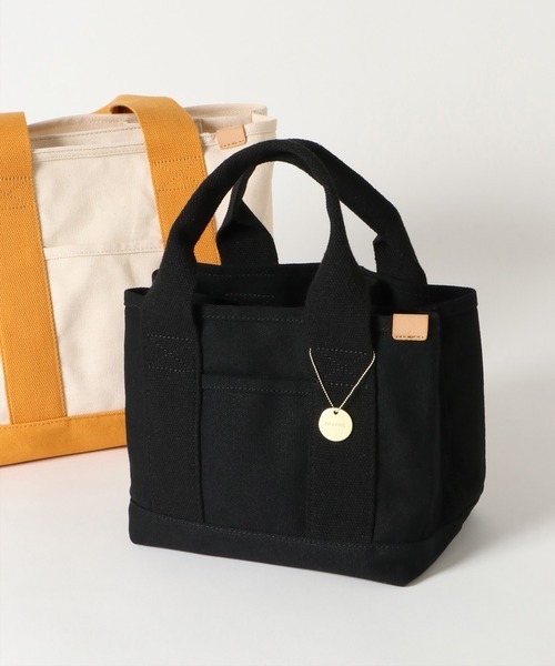LBC（エルビーシー）の「キャンバス仕切りミニトートバッグ（トートバッグ・レディース・オフホワイト/イエロー/オレンジ/グリーン/ブラック/ピンク/ブルー・FREE）」の3枚目の写真