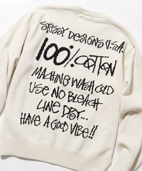 STUSSY（ステューシー）の「STUSSY/ステューシー CARE LABEL SWEATER セーター（ニット/セーター・メンズ・ブラック/ナチュラル・S/M/L/XL）」の2枚目の写真
