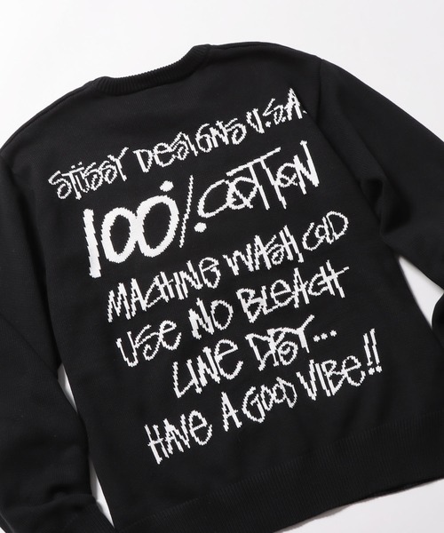 STUSSY（ステューシー）の「STUSSY/ステューシー CARE LABEL SWEATER セーター（ニット/セーター・メンズ・ブラック/ナチュラル・S/M/L/XL）」の7枚目の写真