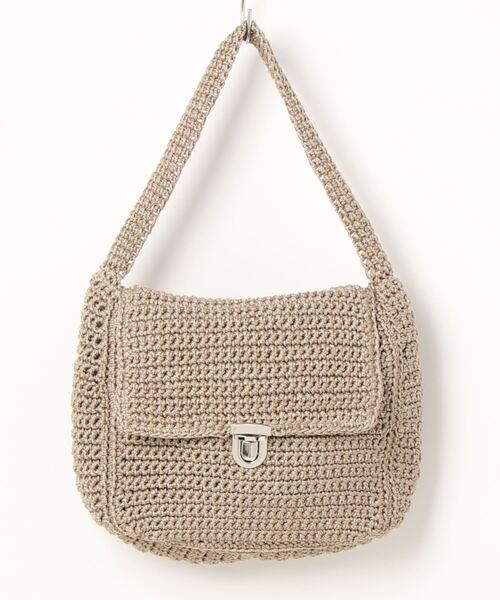 natural couture(ナチュラルクチュール)の「差込金具ワンハンドル手編みトートバッグ(ショルダーバッグ・レディース・ブラック/ベージュ/ピンク・FREE)」の2枚目の写真