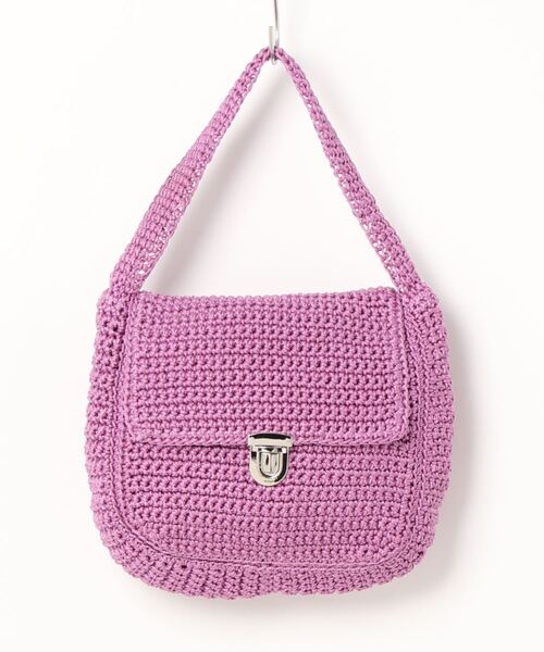natural couture(ナチュラルクチュール)の「差込金具ワンハンドル手編みトートバッグ(ショルダーバッグ・レディース・ブラック/ベージュ/ピンク・FREE)」の3枚目の写真