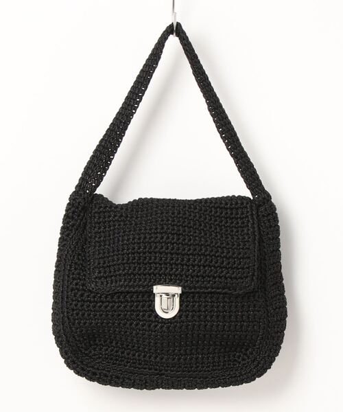 natural couture(ナチュラルクチュール)の「差込金具ワンハンドル手編みトートバッグ(ショルダーバッグ・レディース・ブラック/ベージュ/ピンク・FREE)」の7枚目の写真