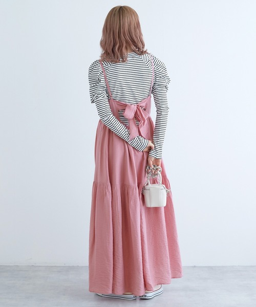 00s 超希少 TRALALA ビッグリボン パールチャームピンクキャミワンピ Chico（チコ）の「バック細リボンマルチウェイキャミワンピース