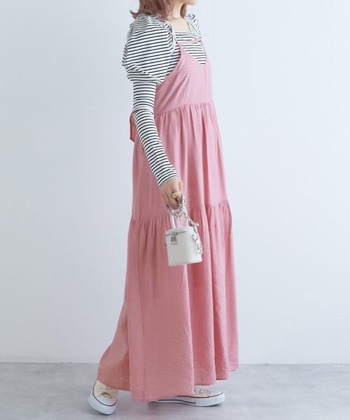 00s 超希少 TRALALA ビッグリボン パールチャームピンクキャミワンピ w closet（ダブルクローゼット）の「バックリボンキャミワンピース