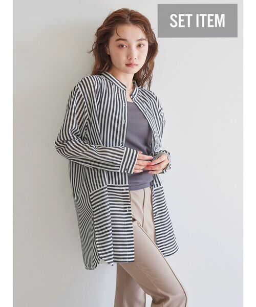 AMERICAN HOLIC(アメリカンホリック)の「SET シアーシャツチュニック+タンクトップ(チュニック・レディース・モカ/ブラック系その他2/ベージュ系その他2/ブラウン・M/L)」の8枚目の写真